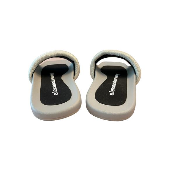 Alexander Wang Logo Designer Pool Slide Sandals Square Toe Pale Mint Size 37 - Picture 11 of 15